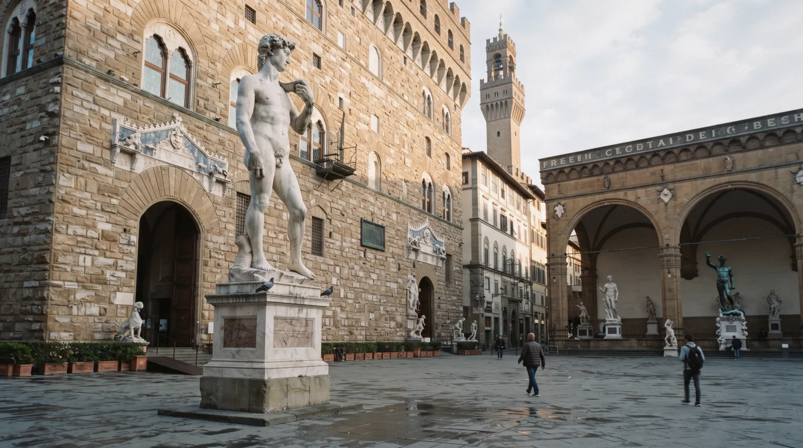 The bronze Porcellino boar at the Loggia del Mercato Nuovo, one of the famous Florence statues, its polished snout in morning light