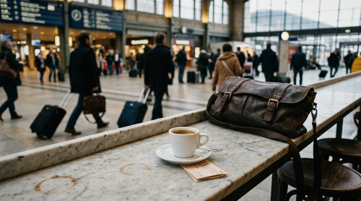 A café table with a high-speed train ticket and a map of Italy, weighing the Florence or Rome decision for a first trip