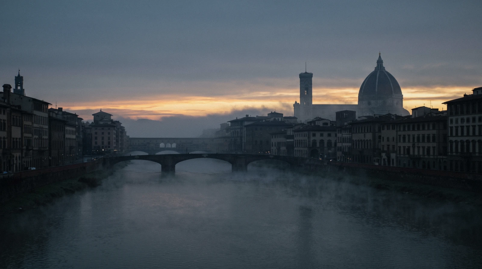 The city and the dome above river mist at dawn, the starting point for Florence trip planning