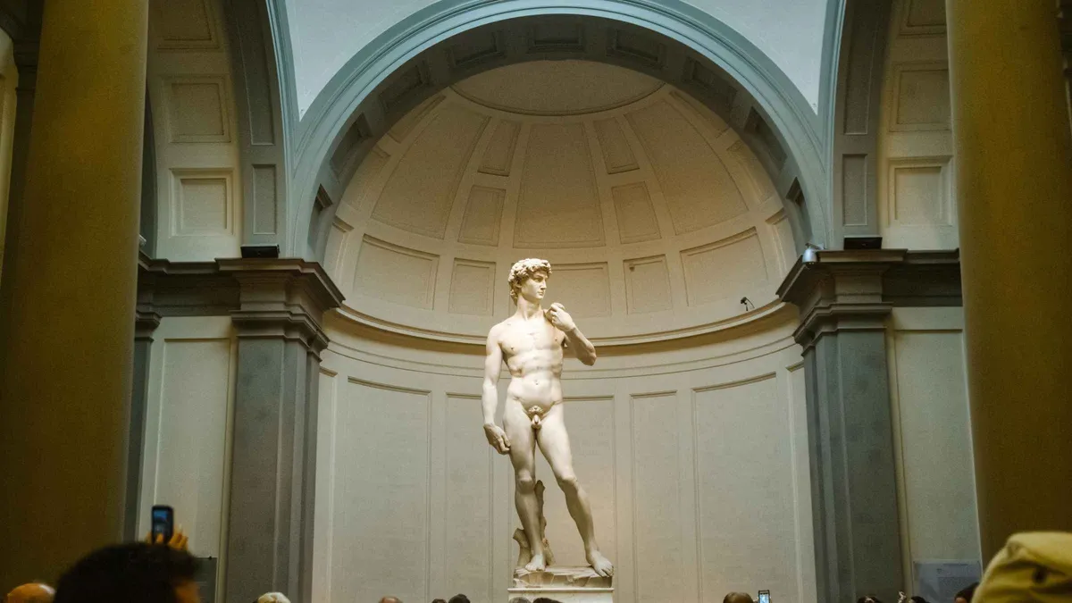 Michelangelo's David seen on a timed-entry Accademia Gallery visit in Florence, Italy
