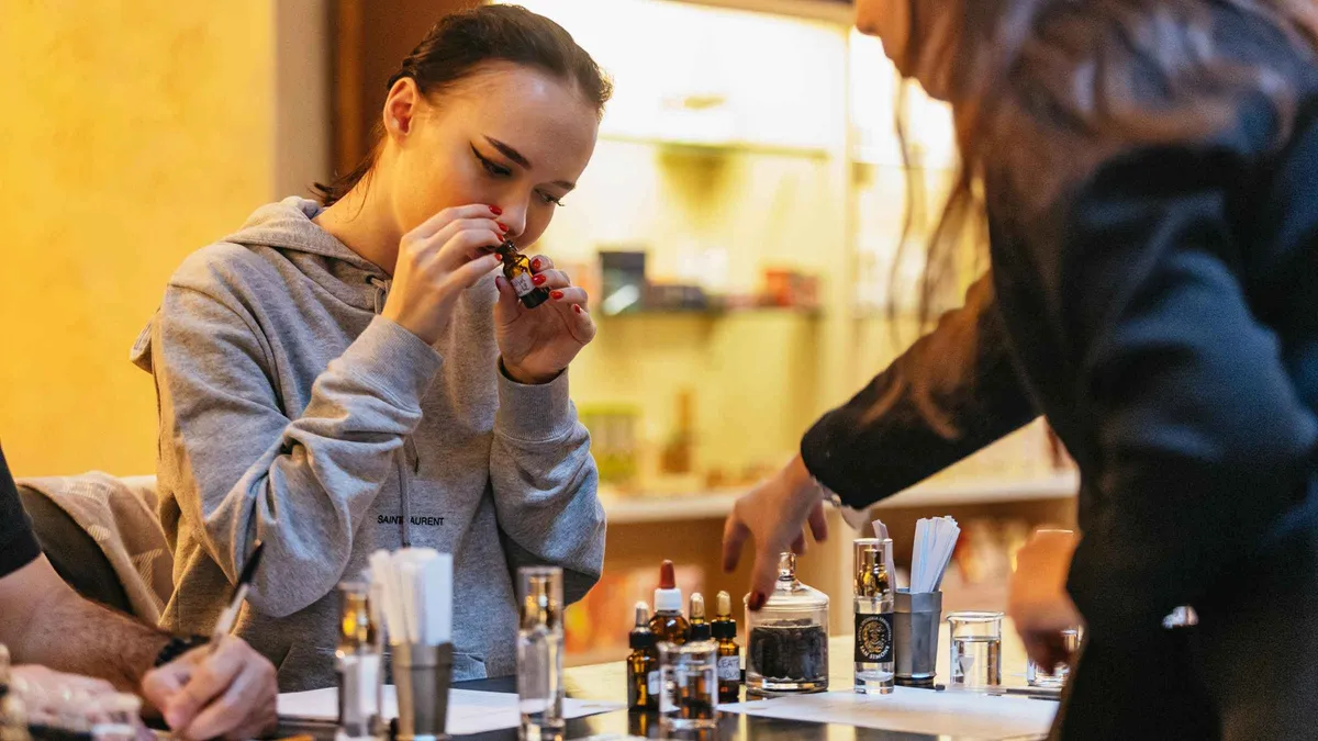 Master perfumer guiding a fragrance masterclass in Florence