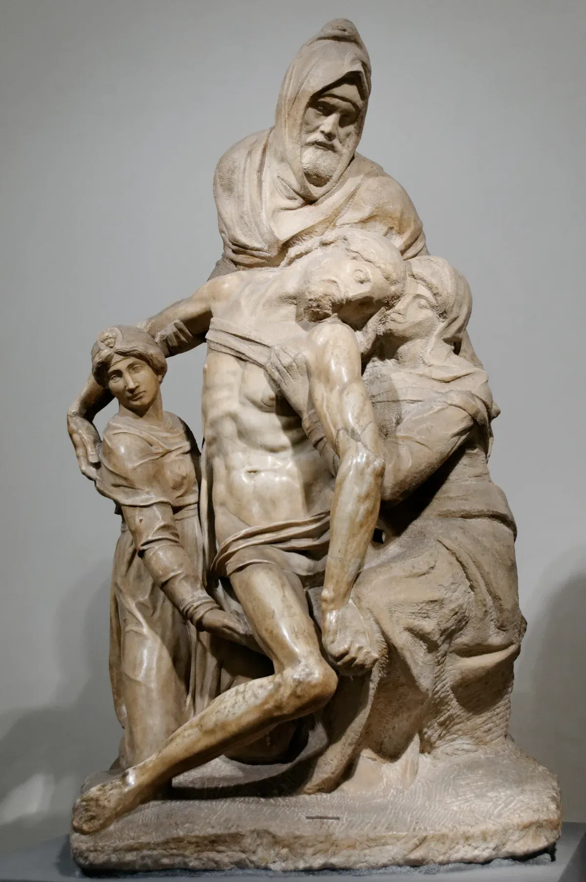 Michelangelo's Bandini Pietà with the hooded Nicodemus, in the Opera del Duomo Museum in Florence